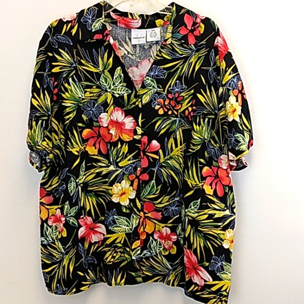Vintage Versailles Linen Blend Women's Size‎ 22 W Tropical Print Hawaiian…
